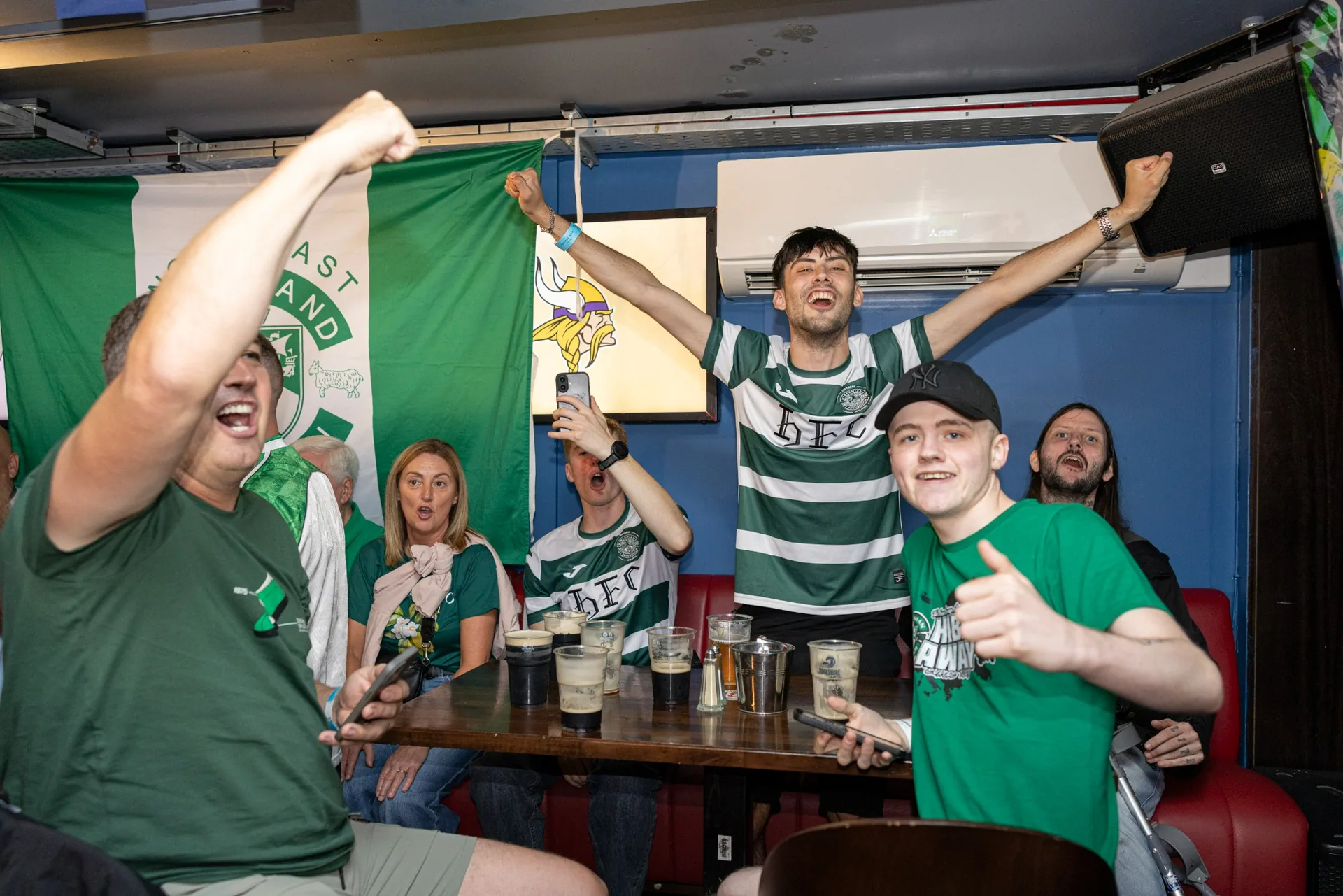Fans celebrating at Buskers On The Ball